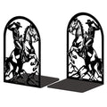 Peacoblue Metal Bookends for Shelves, Modern Decorative Heavy Duty Study Book Ends Stoppers for Office, Desk, Shelf, Room 5.3"x4.3"x7.9" Cast Iron Simple Tall Bookends 1 Pair (Cowboy Horse Riding) - style: Cowboy Horse Riding