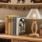 Peacoblue Metal Bookends for Shelves, Modern Decorative Heavy Duty Study Book Ends Stoppers for Office, Desk, Shelf, Room 5.3"x4.3"x7.9" Cast Iron Tall Bookends 1 Pair (Kokopelli Tribal-Flute Player) - style: Kokopelli Tribal-Flute Player