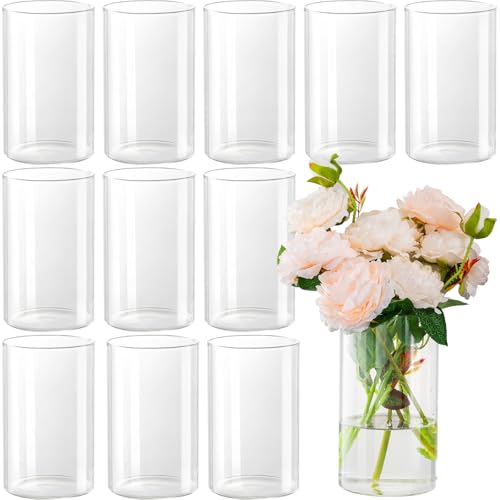 12pcs Glass Cylinder Vases for Centerpieces - 6 Inch Tall Flower Vase for Wedding Decorations, Clear Glass Flower Vases Floating Candle Holder for Table Centerpiece Wedding Home Décor - size: 12 Pack 6 Inch