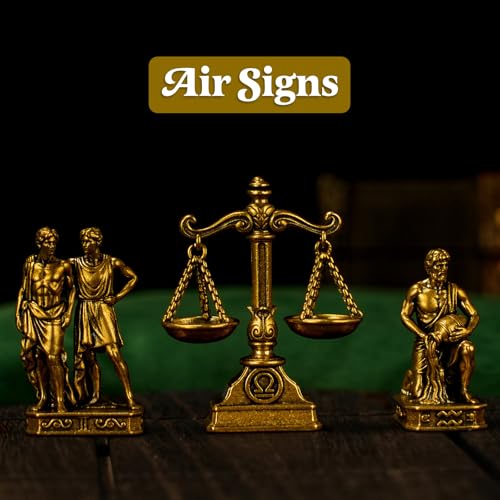 CHOVY Aquarius – Aquarius Water Bearer Brass Zodiac Sculpture – 100% Solid Handcrafted Retro Figurine, Unique Astrology Desk & Shelf Decor - style: Aquarius