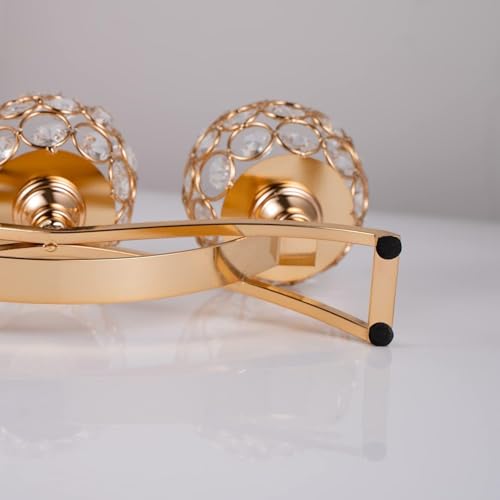 VINCIGANT Gold Candle Holders for Table Centerpiece, 3 Arms Metal Candelabra Candlestick Holders for Home Decor, Wedding, Dinning, Party, Anniversary,Christmas Halloween Decorations - size: 1 Piece 5.5" tall