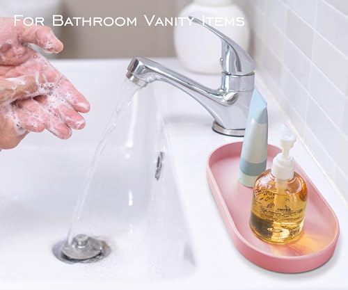 Pink Small Tray (10 inch), Oval Tray for Bathtub Bathroom Vanity Items, Countertop Organizer, Soap, Perfume. - color: Pink, size: 10.2" x 5.5" x 1.1"
