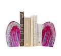 AMOYSTONE Pink Agate Bookends 1 Pair 4-6 Lbs with Rubber Bumpers for Heavy Books Home Office Shelves - color: Pink, size: 4-6LBS