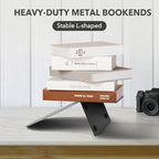 Chunful 6 Pcs Modern Metal Book Ends for Shelves Small Bookends Book Shelf Organizer Minimalist Design Stopper to Hold Books for Home Office (Black, 5.5 * 3.75 * 2.25inch)