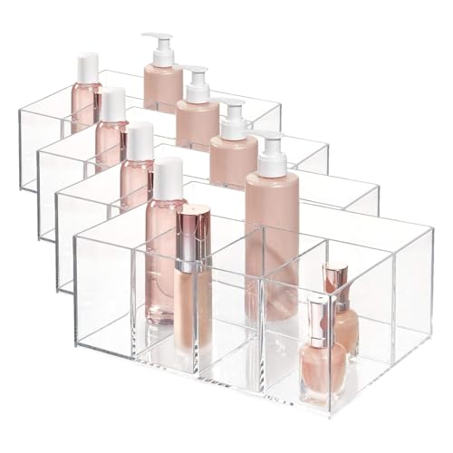 iDesign 5-Section Divided Vanity Organizer for Cosmetic Storage - Clear (Pack of 4) - size: (Pack of 4)