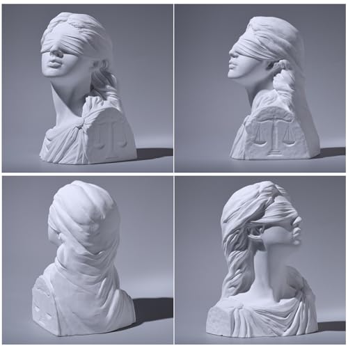 Lady Justice Statue Bust Scales of Justice Decor Greek Roman Plaster Sculpture, Law Office Lawyer Desk Shelf Display Attorney Judge Legal Gift