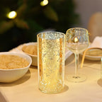 WGVI Hurricane Candle Holder Sleeve, W: 4", Ht: 8", Gold Speckled Glass Cylinder Open Both Ends, Chimney Tube Shade, 1 Piece - size: 4x8"H
