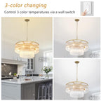 Gold Chandeliers 8 Lights Modern Glass Chandelier Lighting Round Gold Light Fixture Entryway Dining Room 23.6" - size: Small Gold (23.6" x 70")