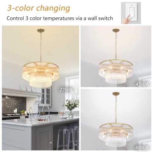 Gold Chandeliers 8 Lights Modern Glass Chandelier Lighting Round Gold Light Fixture Entryway Dining Room 23.6" - size: Small Gold (23.6" x 70")