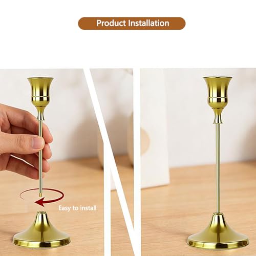 10 Sets Candle Holder Rose Gold Candlestick Holders - HearthLume Vintage Modern Metal Taper Candle Holders, Decorative Centerpiece for Table Mantel, Wedding Kitchen Home Decor, Wedding Gift,30Pcs - color: Rose Gold, size: 30pcs