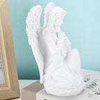 YANGMEI Guardian Angel Statue, Resin White Praying Angel Sculpture for Shelf Table Living Room Bedroom Decor Figurine Religious Spiritua Memorial Gift
