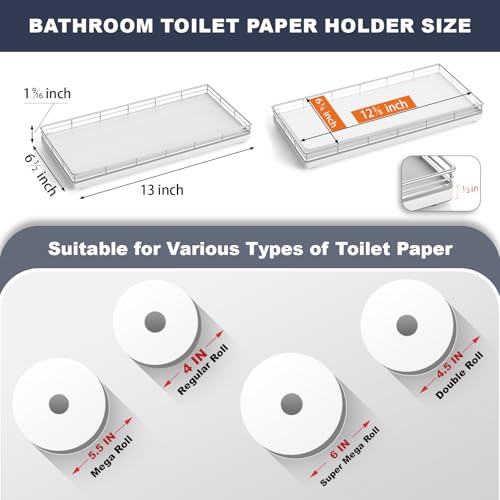 Oak Bathroom Toilet Tank Tray, 13" Wood Back of Toilet Paper Basket Tank Topper Storage, Vanity Tray for Perfume Makeup Candle Toiletry Organizer for Kitchen Coffee Table Silver Tray Decor - color: Silver, size: 13" x 6.5" x 1.5"