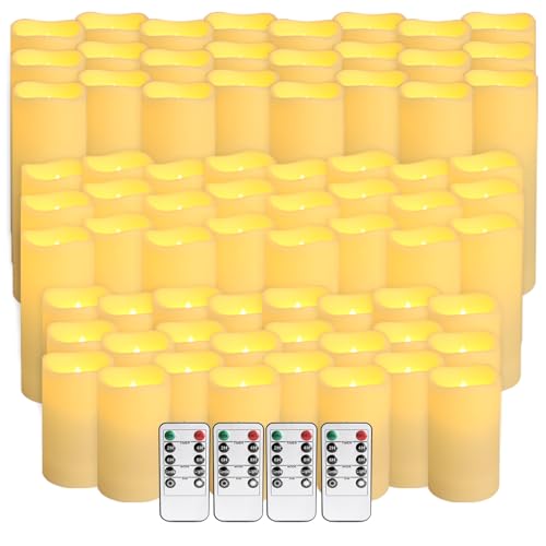 72-Pack LED Flameless Candles with Remote Control - Perfect for Home, Parties, and Special Occasions - Create a Magical Ambiance Effortlessly(Three Sizes) - color: 4-Ivory-72