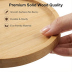 Wood Candle Holder Farmhouse Decor, 4PCS Wooden Pillar Candles Tray, Rustic Wooden Candle Stand, Round Woodens Plate Pedestal Stand, Candles Tray Decorative for Living Room, Table Centerpiece