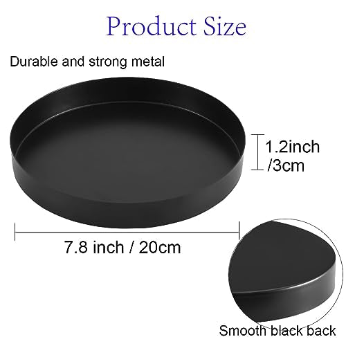 2 Pack Black Metal Round Tray, Candle Holder Tray, Decorative Serving Tray, Coffee Table Trays for Modern Farmhouse Home Decorations (7.8") - color: Black 7.8" 2 Pack