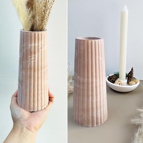 Wehous Silicone Vase Molds for Resin Concrete, Striped Tall Flower Vase Epoxy Resin Casting Mold, Display Ornament Molds for Resin Cement Plaster, Container Storage Mold DIY Art Craft Home Decor