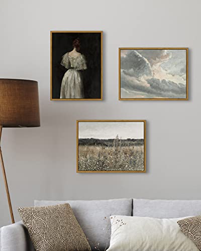 InSimSea Framed Canvas Wall Art Vintage Decor, Classical Oil Painting Canvas Prints Champ fleuri Vintage Wall Art for Home Room Bathroom Decor, 12"x16" - color: Champ Fleuri, size: 16"L x 12"W