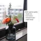 OFFIDIX Glass Vase,6 * 4.1in Large Volume Geometric Faceted Design Flower Vase - color: Black