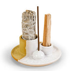 Palo Santo Sticks Holder, Multi-Purpose Handmade Ceramic Incense Burner for Palo Santo Incense Sticks, Sage Holder for Burning, Ash Catcher Tray for Meditation Yoga Room (Terracotta) - color: Terracotta