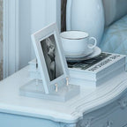 Acrylic Easel Display Stand with Adjustable Silver-Toned Hardware for Pictures, Crystal Clear Acrylic Stand with Floating Appearance for Cookbook, Invitation and Plates