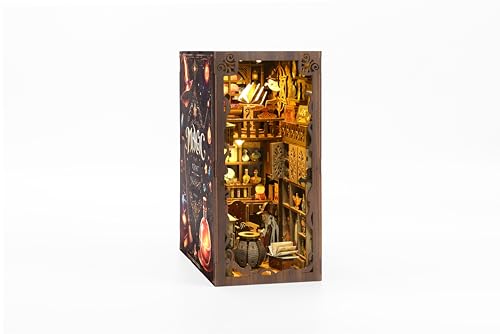 DIY Wooden Book Nook 3D kit Magic House - Booknook Book end Bookend Puzzle Bookshelf Decor LED Light