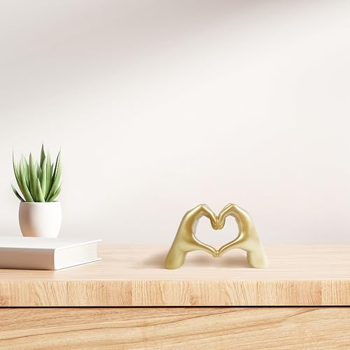 Gold Heart Hands Statue, Hand Hearts Sculpture, Modern Table Shelf Accessories Decor, I Love You Ornament, Miniature 5.5'' x 3'' - color: Gold, size: 5.5 x 3 x 1.5