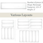 STORi SimpleSort 6-Piece Stackable Clear Drawer Organizer Set | 12" x 3" x 2" Rectangle Trays | Narrow Makeup Vanity Storage Bins and Office Desk Drawer Dividers | Made in USA - size: 12x3x2" (Set of 6)