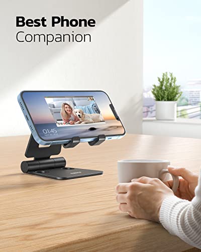Nulaxy 2 Pack Dual Folding Cell Phone Stand, Fully Adjustable Foldable Desktop Phone Holder Cradle Dock Compatible with Phone 16 15 14 13 12 Pro Xs Xs Max Xr, All Phones, Black&Red - color: G-Black & Red