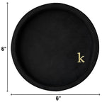 COLLECTIVE HOME - Velvet Jewelry Tray, 6" Monogrammed Jewelry Dish, Smooth Velour Display Dish for Rings, Earrings, Necklaces, Makeup, Personalized Gifts for Women (Black-k) - color: Black-k