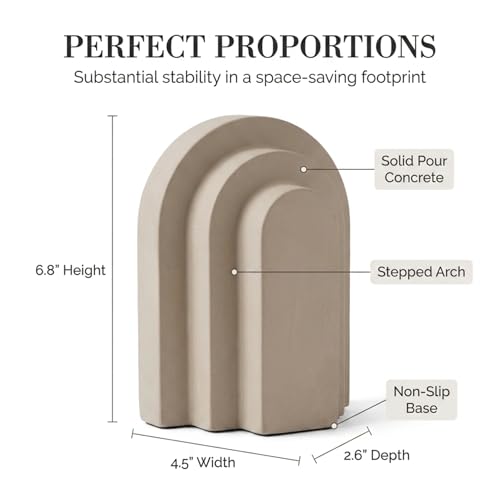 OAKOA Concrete Heavy Book Ends Decorative - Decorative Bookends for Heavy Books - Book Ends for Shelves Decorative - Heavy Duty Bookends for Shelves Decorative - Modern Bookends Decorative