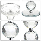 OwnMy Set of 3 Crystal Glass Pillar Candlestick Holders Clear Pillar Candle Holders Sets, Tealight Votive Candle Stands Modern Candle Centerpiece for Living Room Wedding Decor