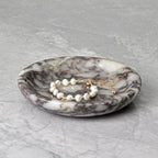 ZSHAWN Natural Marble Ring Dish Jewelry Tray – 5.5" Trinket Dish for Rings Earrings Necklace, Scratch-Resistant Vanity Organizer, Elegant Gift for Women (Calacatta Viola) - color: Calacatta Viola