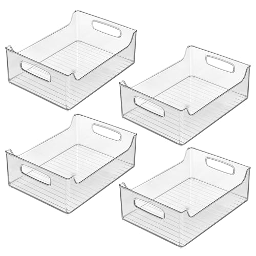 iDesign Plastic Stackable Pantry Bin - Storage Bin with Handles for Cabinets or Fridge - Set of 4 - Clear - style: Pack of 4
