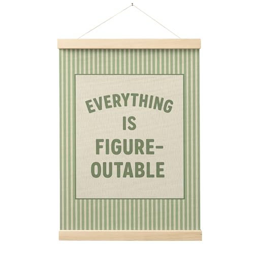 FGFK Everything Is Figureoutable Positive Affirmations Wall Art Poster Hanger Frame, Preppy Sage Green Inspirational Canvas Prints Framed Wall Decor for Office Classroom Home Bedroom, 12x16 Inch - color: Trendy Green