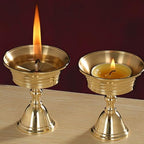 1PC Candle Holders Copper Butter Lamp Holder Long Lamp Candlestick Put Candle Copper Cup Home Decor - size: Small