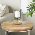 Deco 79 Glass Decorative Candle Holder Candle Stand with Black Metal Accents, Candlestick Holder 6" x 6" x 9", Clear - size: 6" x 6" x 9"
