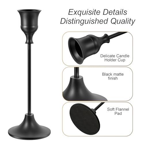 NLBTW Black Candlestick Holders Taper Candle Holders, Set of 3 Vintage Candle Sticks Holder Decor Used as Fireplace Mantel or Table Centerpieces for Wedding, Dinning, Party - color: Black, size: 1 set (3 pcs)