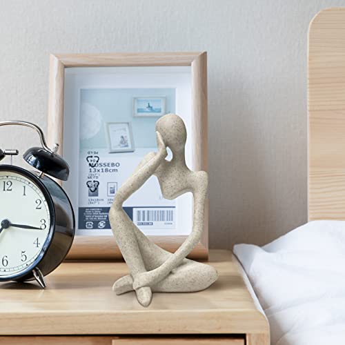 Sandstone Resin Thinker Style Abstract Sculpture Statue Collectible Figurines Home Office Bookshelf Desktop Decor(Sandstone - Left Reverie) - color: Sandstone - Left Reverie