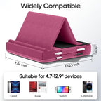 KDD Tablet Pillow Stand, Multi-Angle Viewing Ipad Holder for Lap, Bed and Desk, Foldable Soft Pad Dock with Stylus Mount Compatible with Ipad Pro 12.9, 10.5, 11, Air, Mini, Phones, Books, E-Reader - color: Purple
