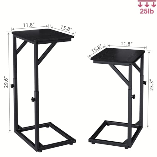 5-Level Adjustable C-Shaped End Table, Small Side Table for Couch, Sofa TV Tray Table for Living Room, Bedroom, Bedside ET-ZA-BKW1 - color: Black