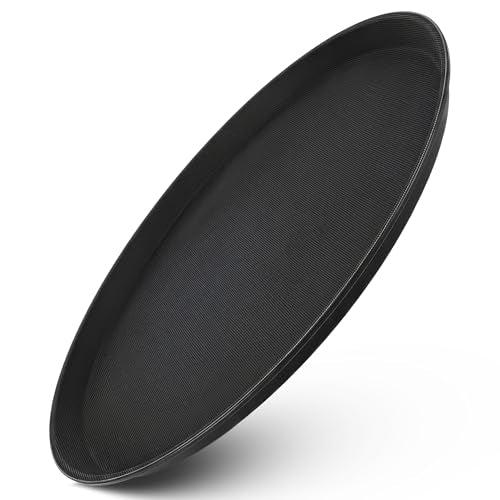 Winco TFG-14K Round Fiberglass Tray with Non-Slip Surface, 14-Inch, Black - color: Black, size: 14"