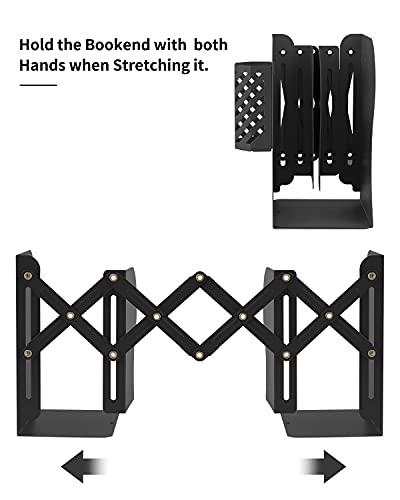 MSDADA Adjustable Bookends, Book Ends for Heavy Books, Expandable Book Organizer with Pen Holder for Desk, Shelf, Office,School, Thanksgiving for Students and Teachers (Black) - color: Black