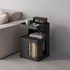 Black Side Table,Modern end Table for Sofa & Couch,3-Tier Metal nightstand,Small Bedside Table with Storage for Bedroom,Living Room,Small Space.No Assembly Required - color: Black