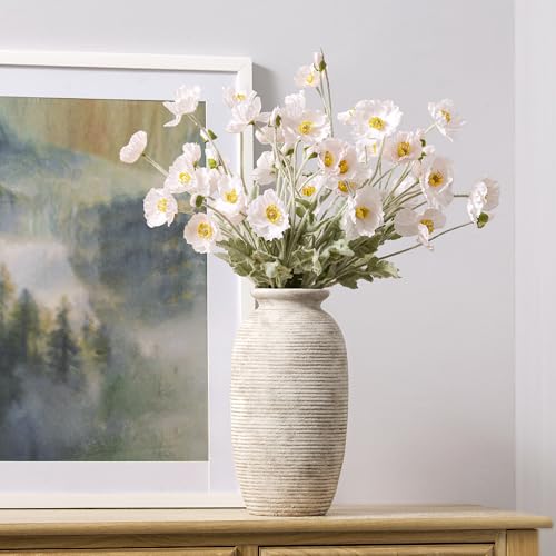Ceramic Flower Vase, 12.5" Large Vases Home Decor Rustic Farmhouse Tall Pottery Decorative Pampas Vase for Table Living Room Entryway Mantel Bookshelf Bedroom Bathroom Kitchen-Rustic White - color: 12.5“ H - Rustic White