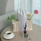 Roman Column Book Ends Decorative, 4-in-1 Heavy Duty Marble Bookend for Shelves, Unique Pen Holder & Mini Flower Vase, Classic Greek Statue for Office Home Desk Decor (2PC, Beige) - style: Classical -Beige