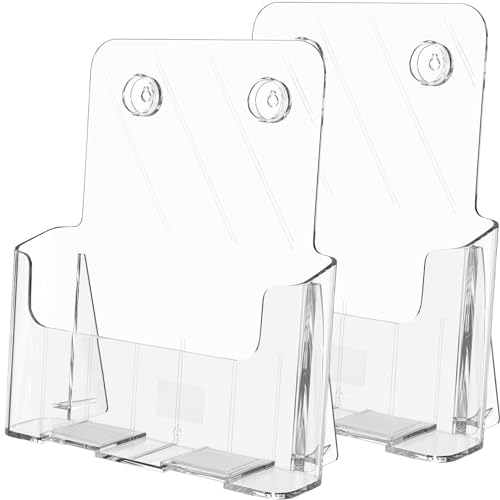 MaxGear Acrylic Brochure Holder 8.5x11 inch, Clear Plastic Literature Holder for Flyers, Pamphlets, Rack Cards and Booklets, Desk or Wall Mount, Acrylic Display Stand for Magazines, Office Use, 2 Pack - size: 8.5"x11"-2 pack