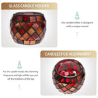 Kichvoe Glass Candle Holder: Romantic Tealight Holder European Style Mosaic Cup for Home Decor, Parties, Weddings - 2.75 Inch Votive Candle Cup