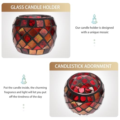 Kichvoe Glass Candle Holder: Romantic Tealight Holder European Style Mosaic Cup for Home Decor, Parties, Weddings - 2.75 Inch Votive Candle Cup