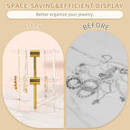 Necklace Holder Bracelet Holder, 2-Tier Acrylic Jewelry Display Stand Gold Jewelry Tower Stand Crystal T Bar Jewelry Organizer Gift for Women(2-Tier 1pc) - style: 2-Tier 1pc