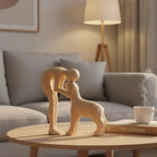 Dog Sculpture & Man Statue - Cute Home Decor Accents, Sandstone Dog Decor for Shelf, Office & Living Room, Thoughtful Memorial Gift for Pet Lovers
